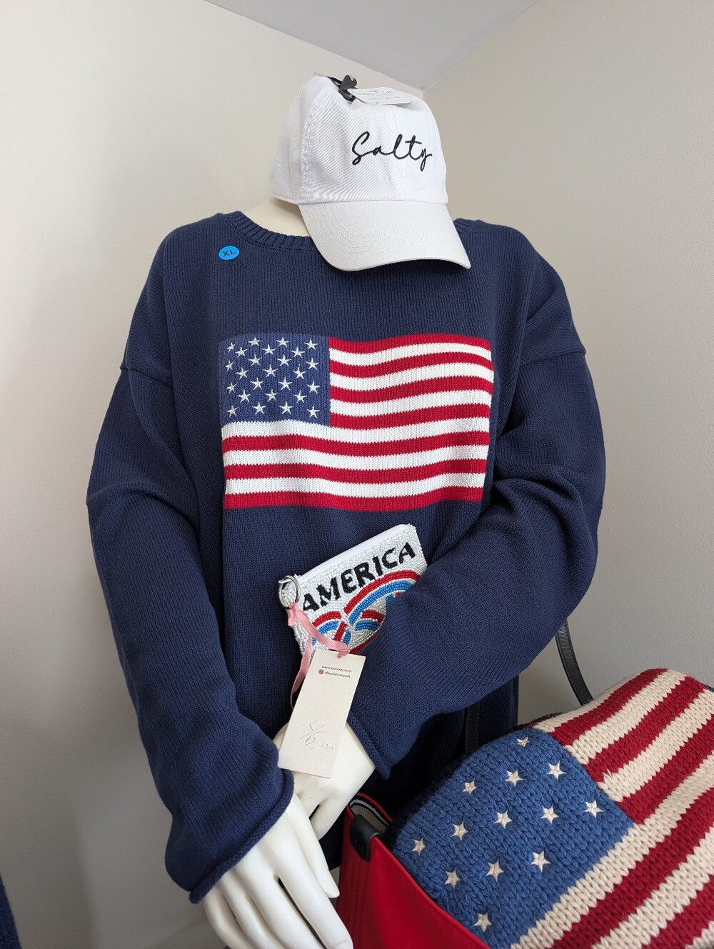 Women’s Navy American Flag Crewneck Sweater